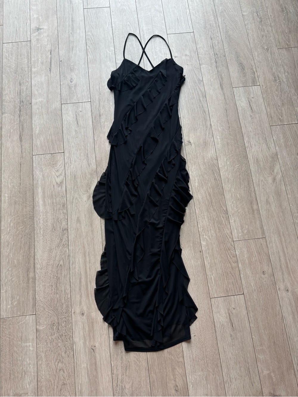 Sincerely Jules Black Ruffle Maxi Dress